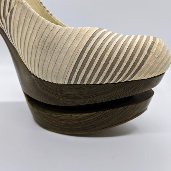 Jessica Simpson Striped Heels with Wood Platform - Picture 3 of 8